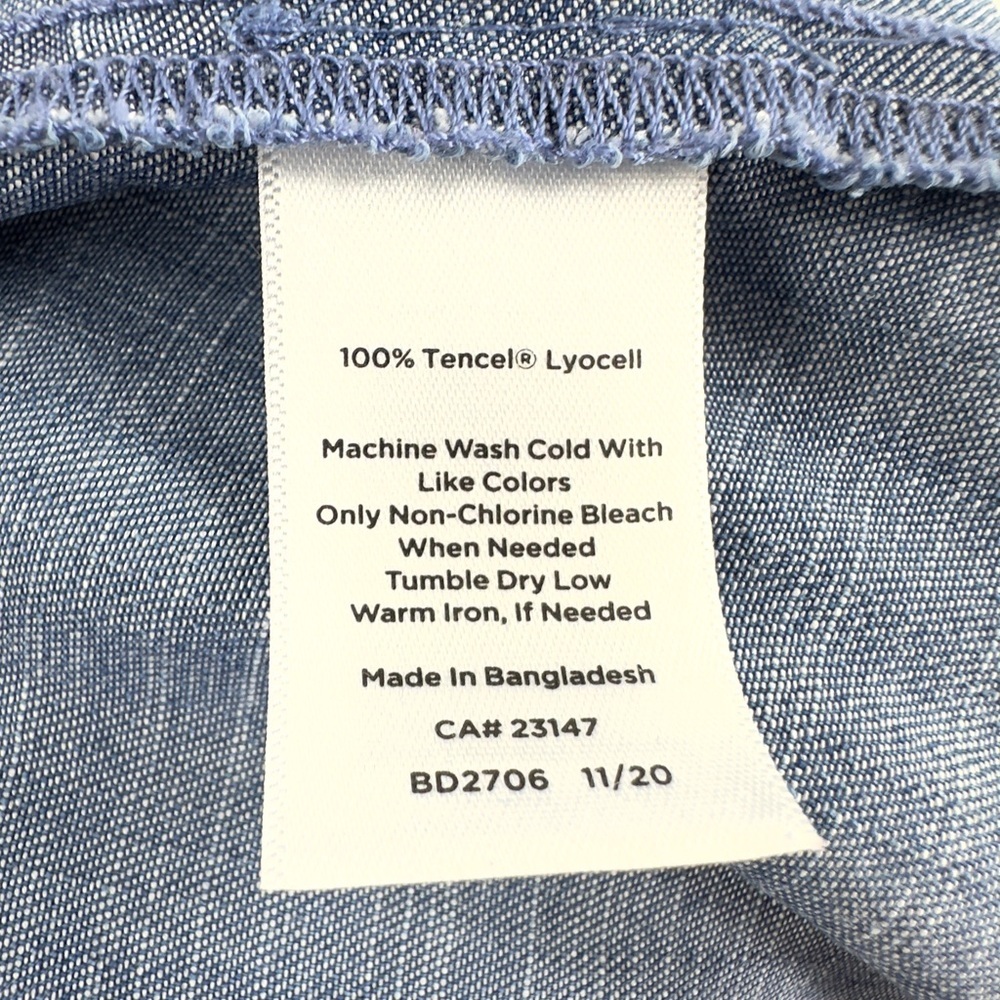 Talbots Denim Shirt Dress Womens 10 Petite Button Down Classic Preppy Minimalist - Picture 5 of 8